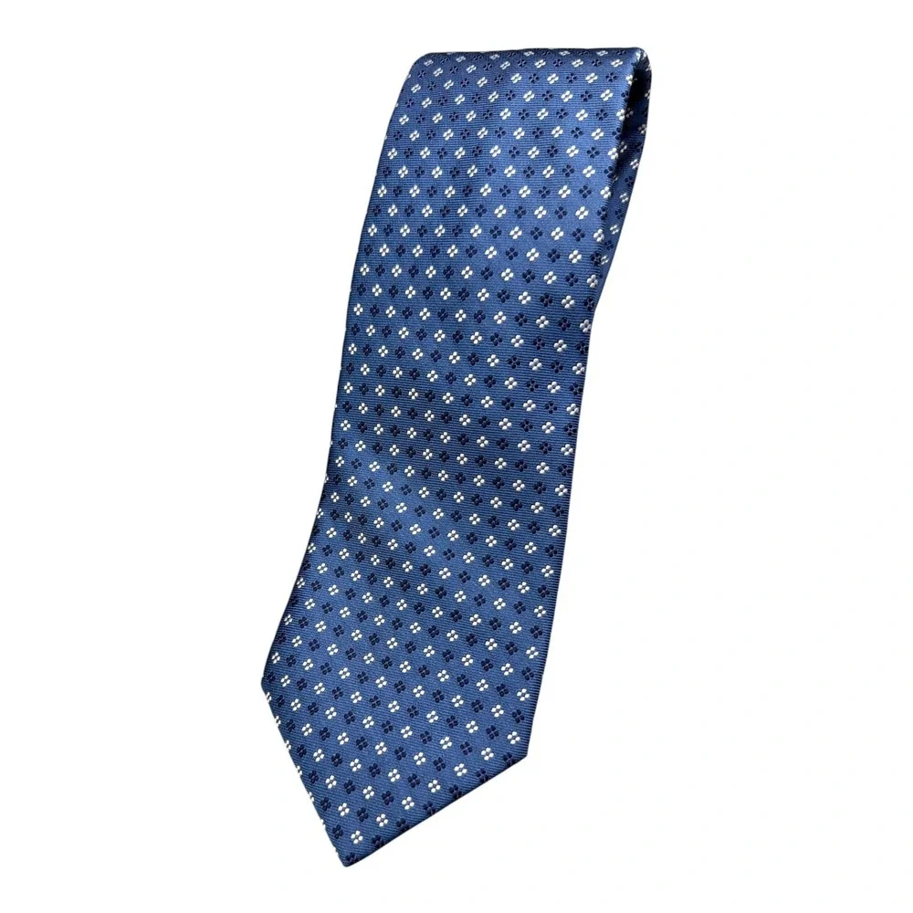 Tommy Hilfiger Mens Necktie Bundle Set of 3 Plaid Geometric Solid Blue Yellow